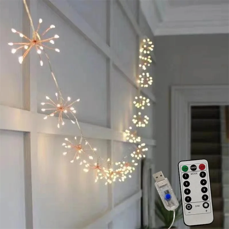 Led Fejerverkų Šviesos Pasakų Šviesos Varinės Vielos String Žibintai USB baterijomis, Styginių Apšvietimo Vestuvių papuošalai Kalėdų