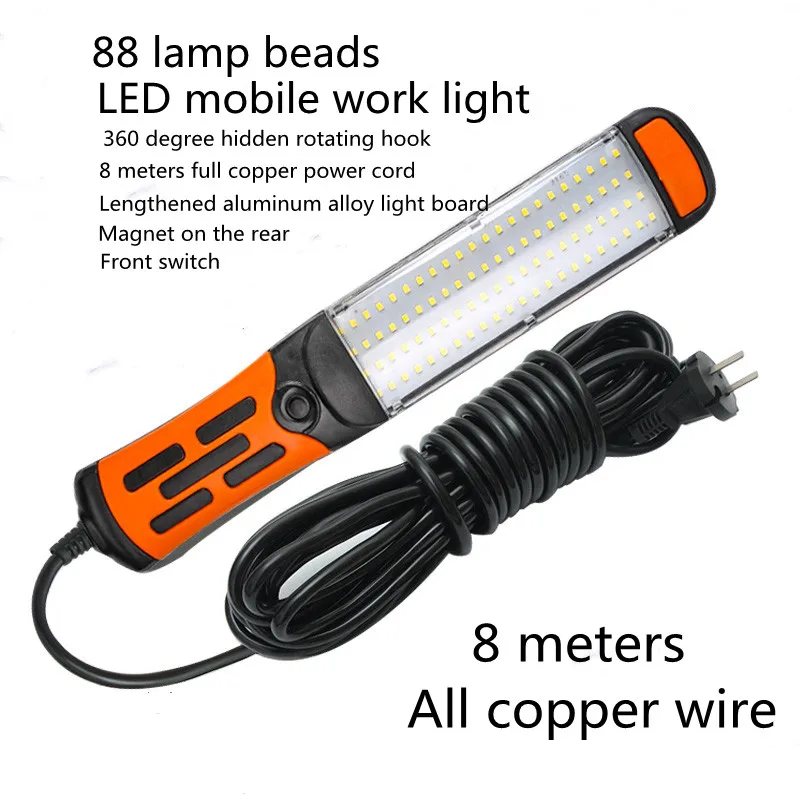 Nešiojamų LED Avarines Darbo lempa 12W 88leds Magnetinio Žibintuvėlis Su laikikliu Automobilio Patikra, Remontas Rankinius Darbo Žibintas