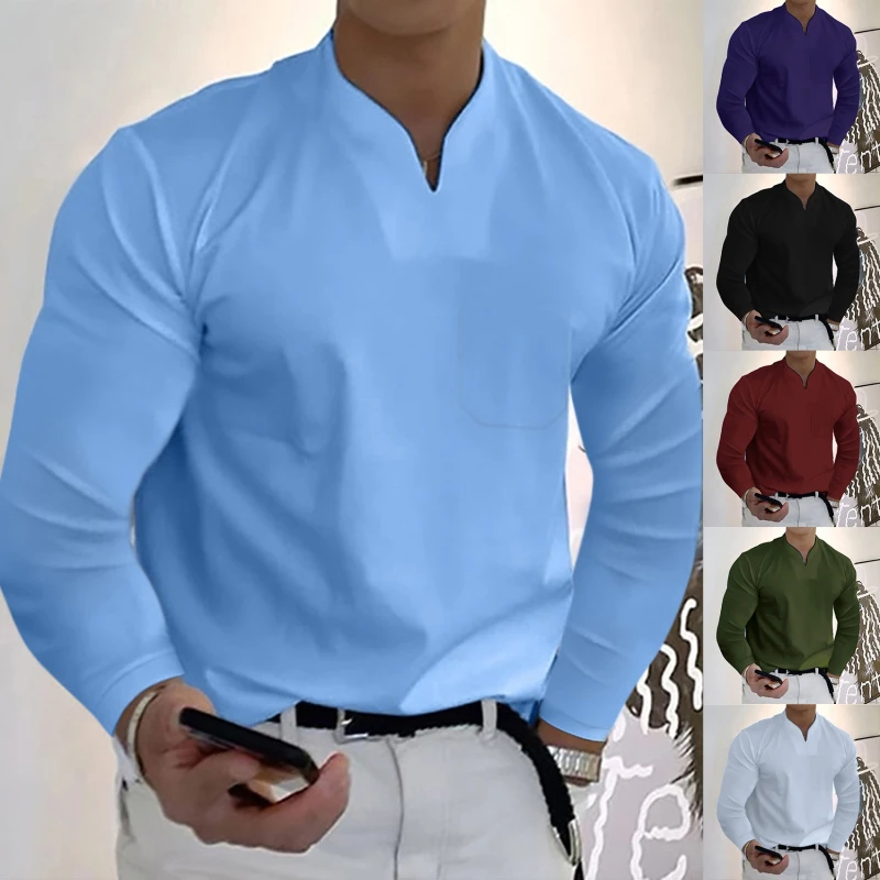 Vyrų Ilgas Rankovėmis marškinėliai Rudens Žiemos Drabužių Medvilnės Skalbiniai Kryžiaus Diržas V-kaklo Dizainas Paprastas Kietas Vyras Long Sleeve T-shirt