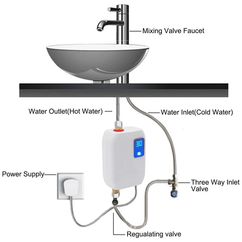 3000W Tankless Vandens Šildytuvas, Sieniniai Momentinis Karšto Vandens Šildytuvas + LED Kasdienio Skalbimo JAV Plug (Red)