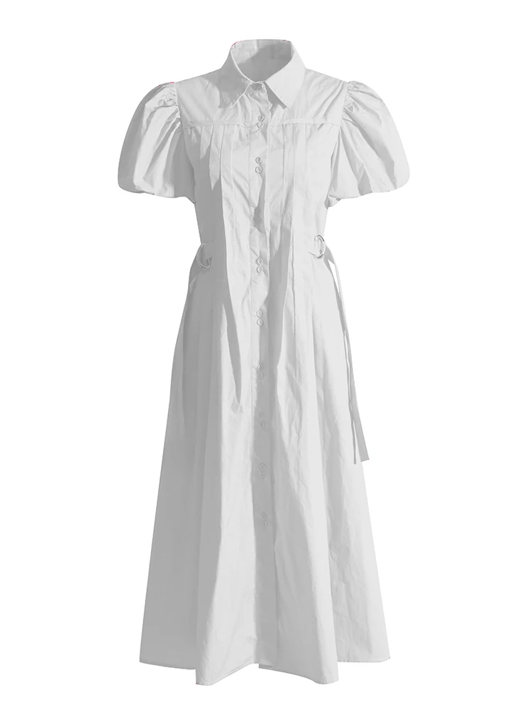 TWOTWINSTYLE Minimalistinės Suknelės Moterims Laepl trumpomis Rankovėmis Aukštos Juosmens Tunika Elegantiška Moteriška Suknelė Vasaros Mados Drabužių 2023