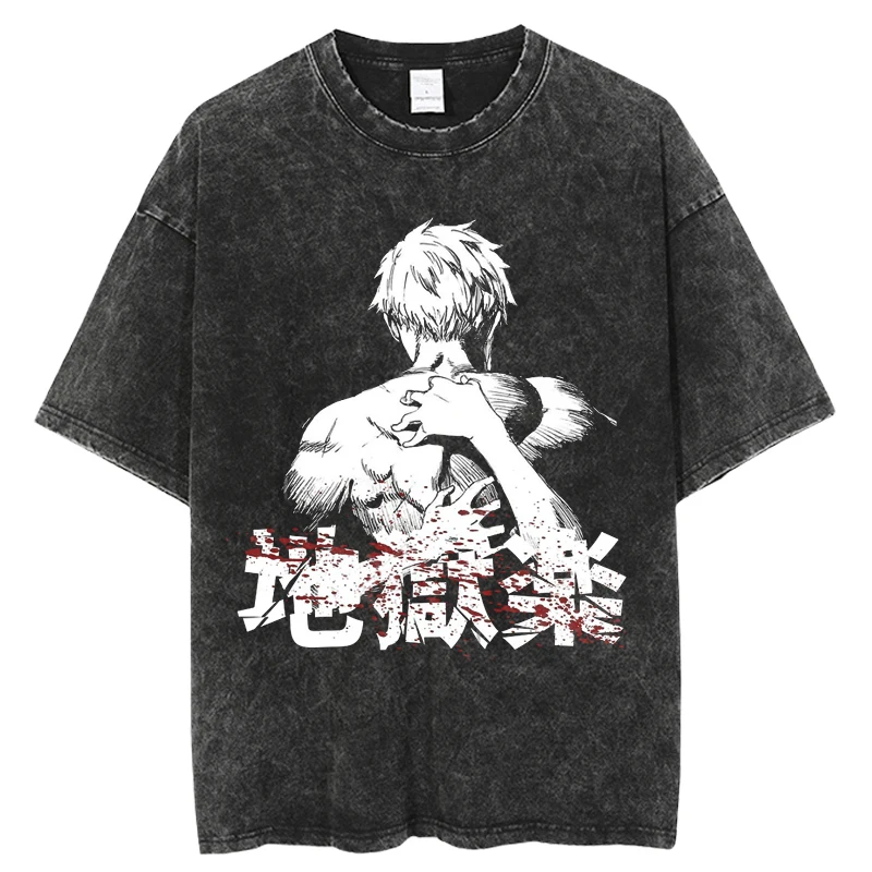 Vyrai Vintage Plauti T-Shirt Vyrai Anime Jigoku Vėžys T-Shirt Gabimaru Trumpomis Rankovėmis Viršūnes Hip-Hop Harajuku Negabaritinių Unisex Tees